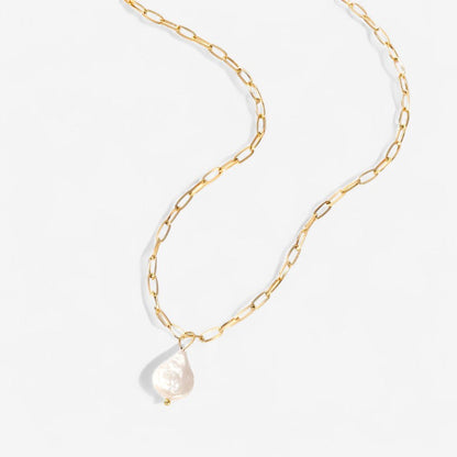 Hanalei Pearl Coin Paperclip Necklace