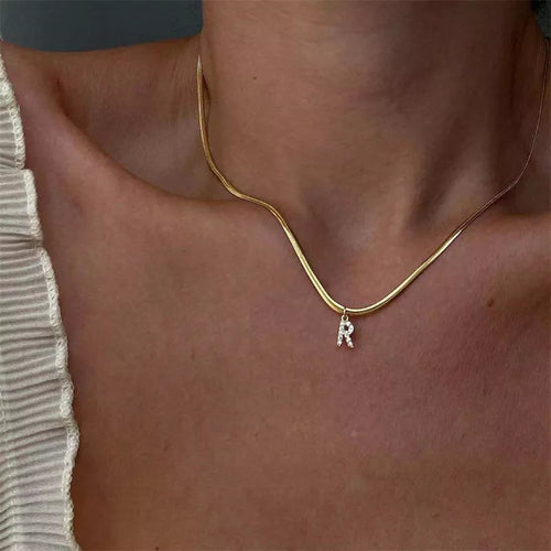 Melly Initial Herringbone Necklace