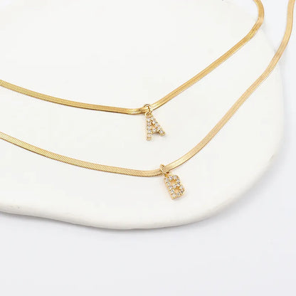 Melly Initial Herringbone Necklace