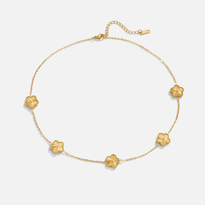 Golden Clover Cluster Necklace