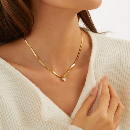 Melly Initial Herringbone Necklace