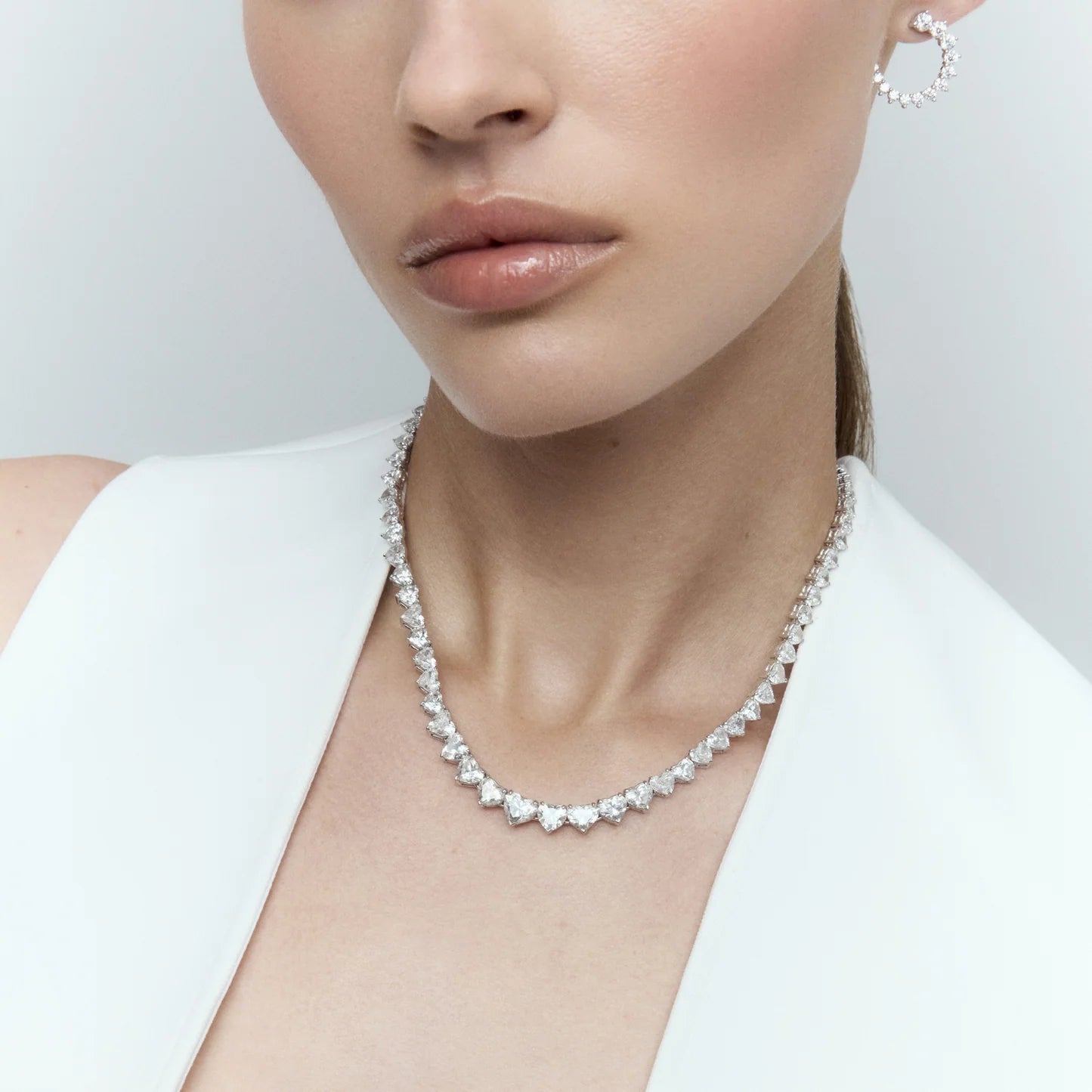 Heart Diamond Tennis Necklace